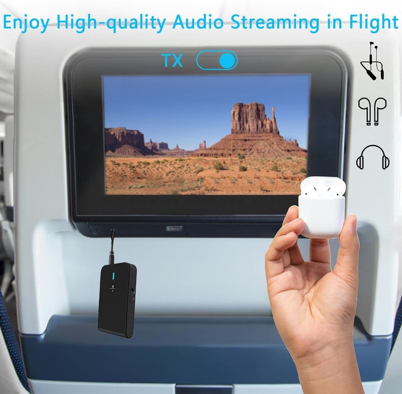 OiDiPi Bluetooth 5.3 Transmitter Receiver for TV and Wireless Headphones, 2-in-1 Bluetooth Adapter, Wireless Transmitter for TV, PC, MP3, Gym, Airplane Use with Any 3.5 mm Audio Jack… - Image 5